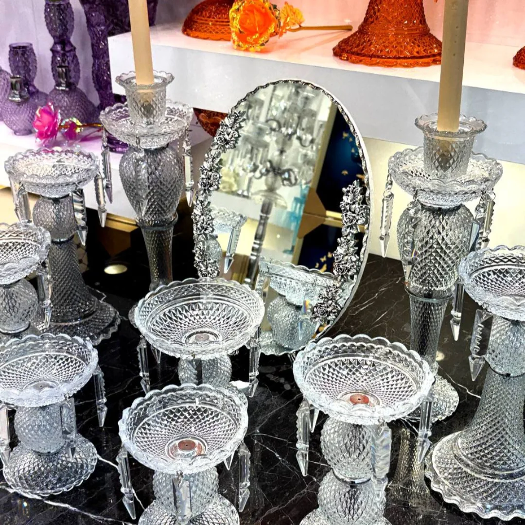 آیینه هفت سین بیضی طلایی و سیلور. سایز ۳۰ سانتی متر